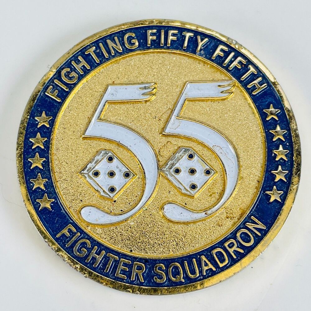 55th Fighter Squadron USAF Air Force Challenge Coin Fighting Fifty Fifth Dice